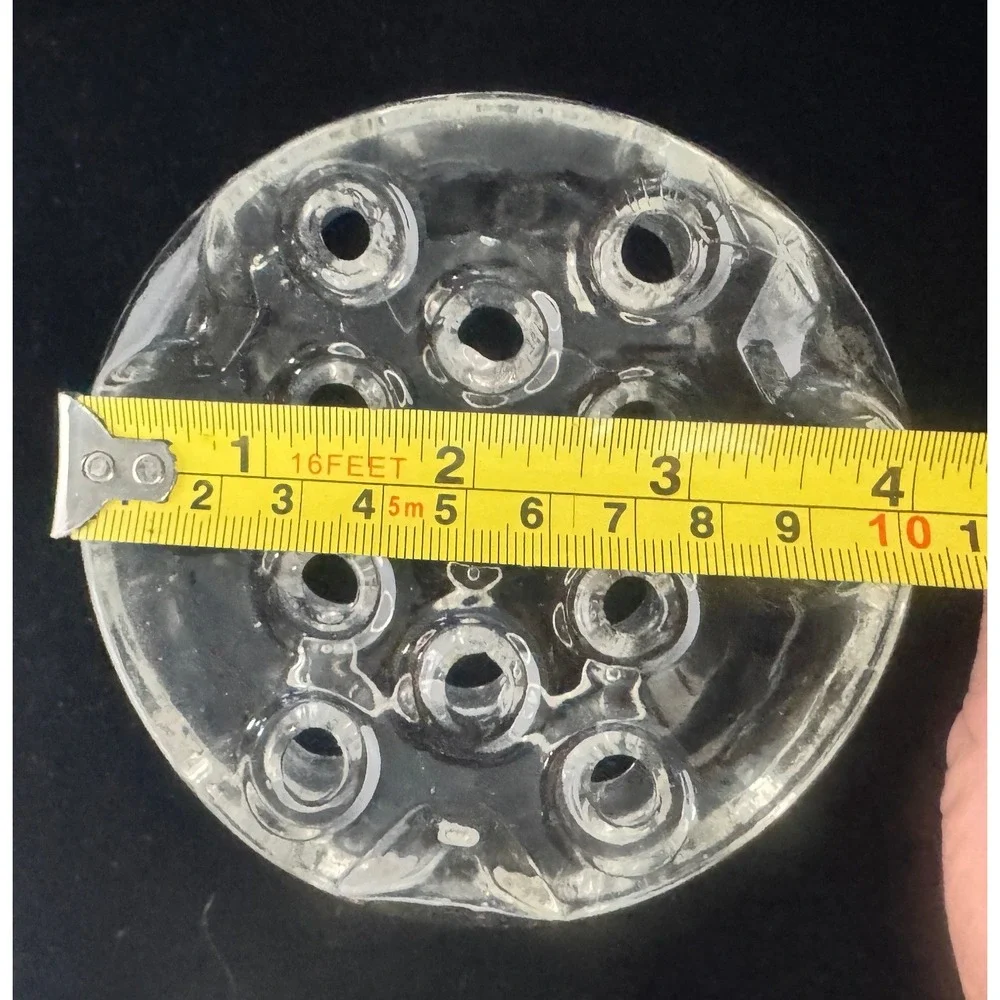 Vintage Clear Glass Flower Frog 16 Hole Domed Floral Arranger 4 Inch